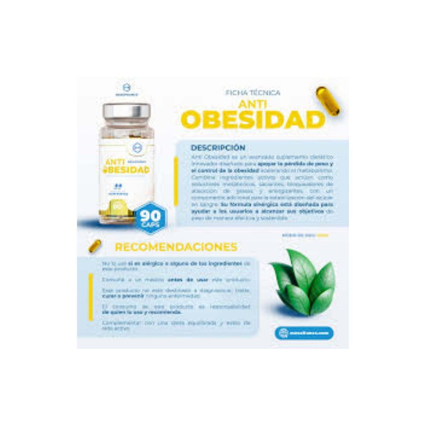 Antiobesidad Caps - Mesofrance - Suplemento para Control de Peso y Metabolismo 90 Cápsulas - XtremeNutriMX