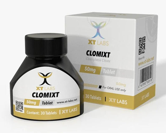 Clomix 50 - Clomifeno XT Labs - Recuperación y Mantenimiento Muscular - XtremeNutriMX