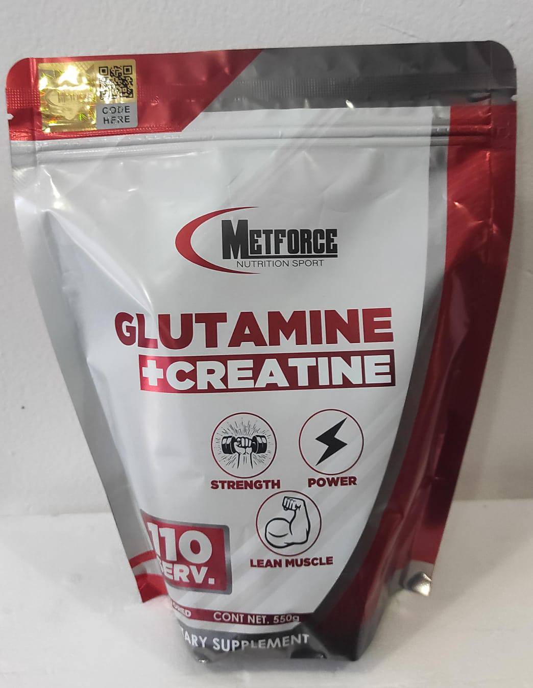 Glutamina Creatina 550g METFORCE 110Srv Potencia Muscular - XtremeNutriMX