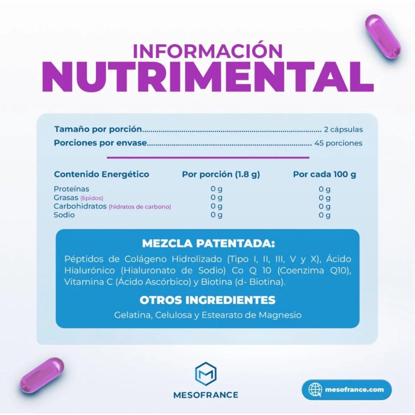 Rejuvene - C - Mesofrance - Suplemento para la Piel, Uñas y Articulaciones 90 Cápsulas - XtremeNutriMX