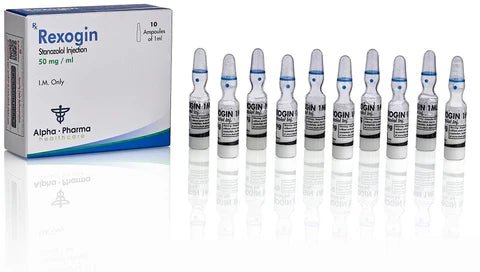 Rexogin Alpha Pharma | Stanozolol Inyectable 50mg 10 Amp | Definición y Dureza Muscular - XtremeNutriMX