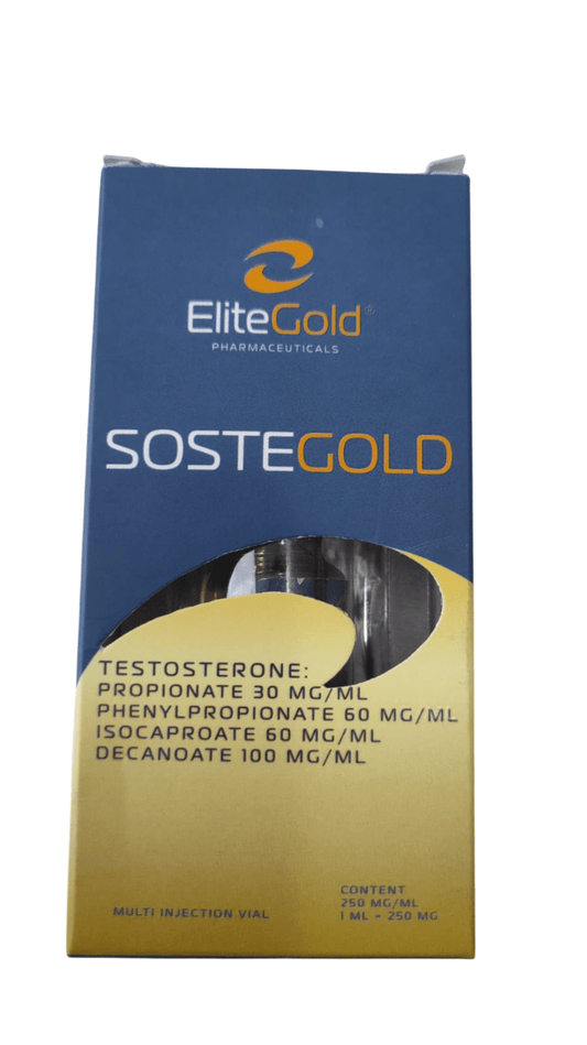 Sostegold Elite Gold | Mix de Testosterona Inyectable 250mg 10ml | Volumen y Fuerza Avanzada - XtremeNutriMX