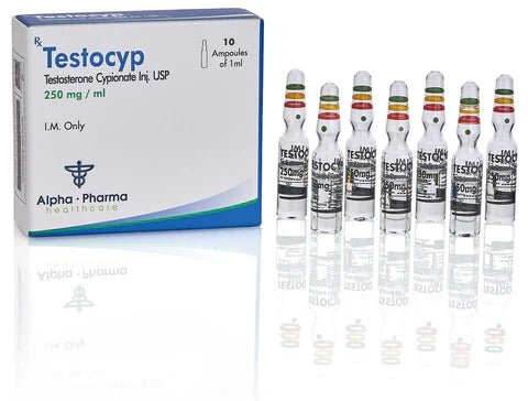 Testocyp Alpha Pharma | Testosterona Cypionato Inyectable 250mg 10 Amp | Volumen y Fuerza Prolongada - XtremeNutriMX