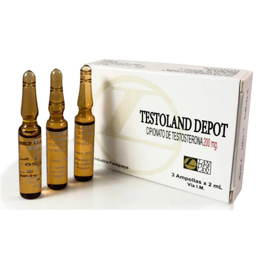 Testoland Depot Landerlan | Cipionato de Testosterona 200mg 3 Amp | Volumen y Fuerza Sostenida - XtremeNutriMX